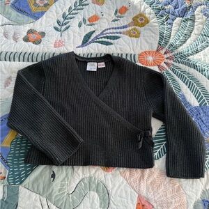 Zara Charcoal V-Neck Wrap Sweater